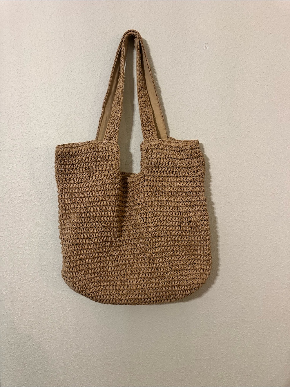 Woven Straw Tote Bag in Natural Tan